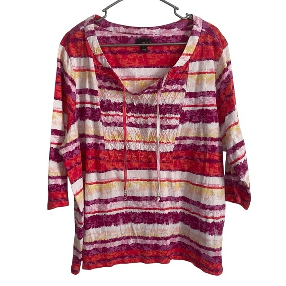 Erika Women's V-neck top 3/4 sleeve size 2X - Picture 1 of 8